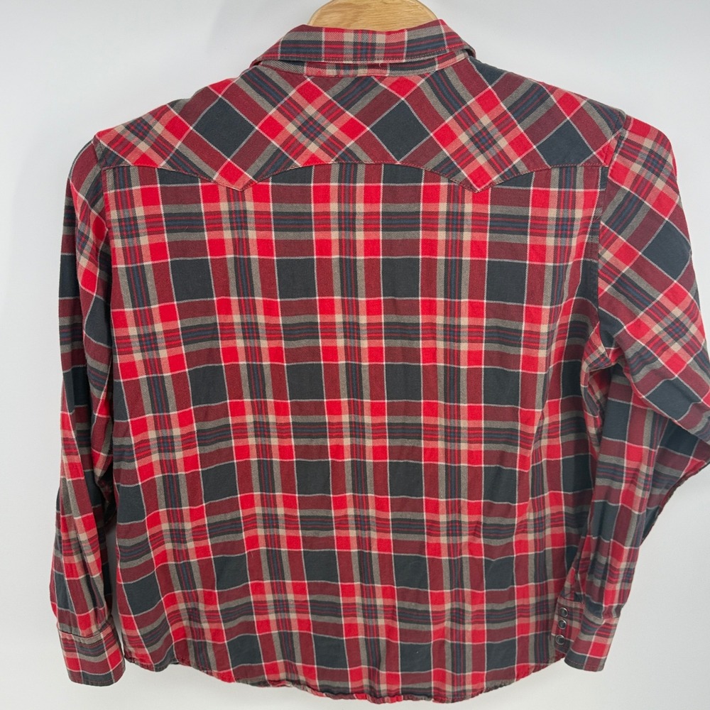 Wrangler American Cowboys Mens XXL Plaid‎ Western Pearl Snap Shirt Light Flannel - Picture 3 of 7